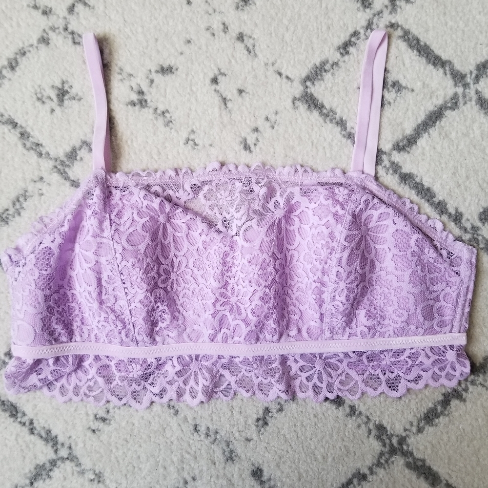 Aerie Lilac Lace Bandeau Bralette Sz L